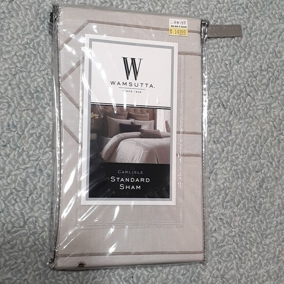 wamsutta carlisle Pillow sham 20 x 26 new neutral cotton tan beige gray - Picture 2 of 5